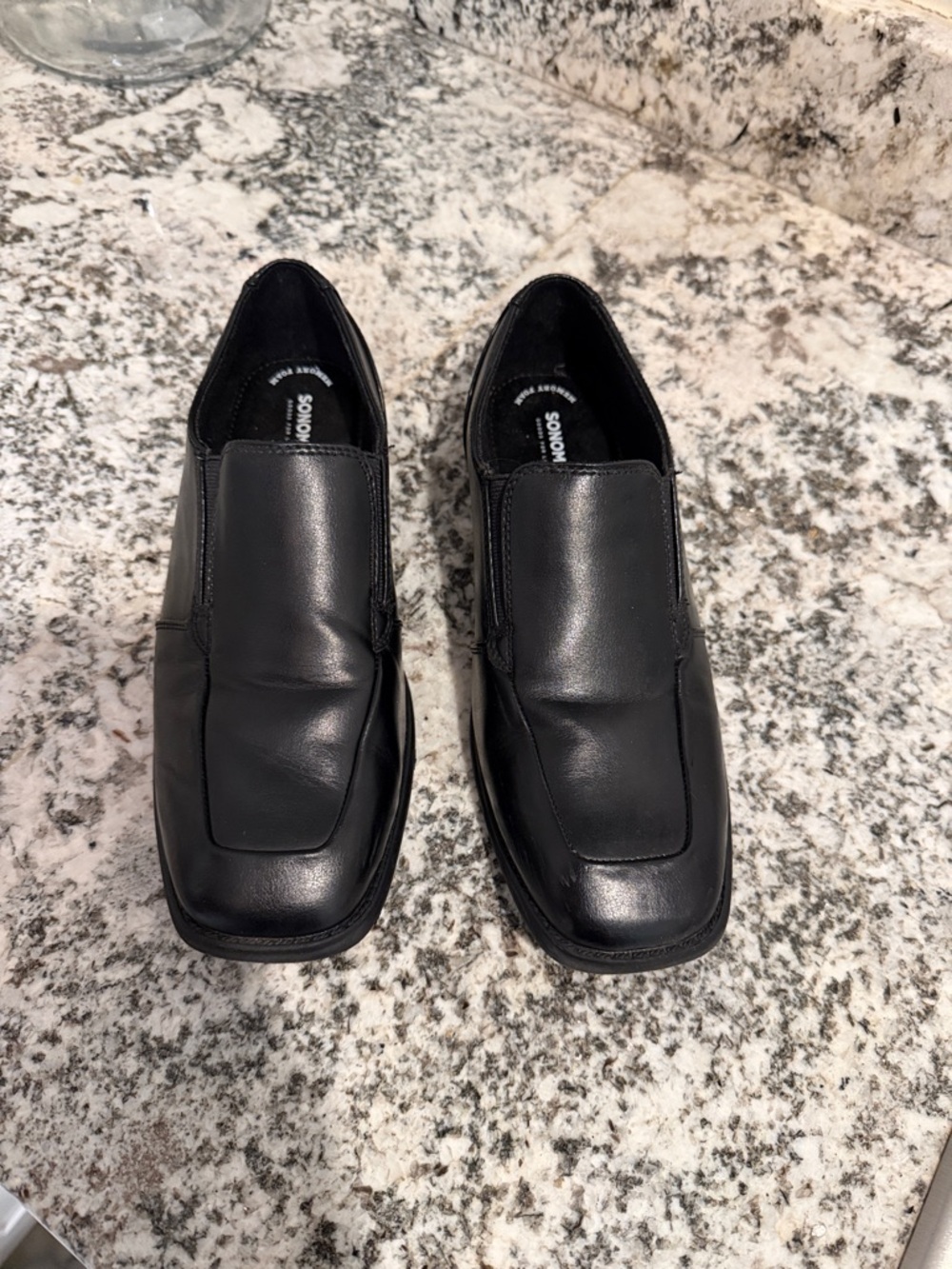 Sonoma Black Slip-On Square Toe Kids Dress Loafers